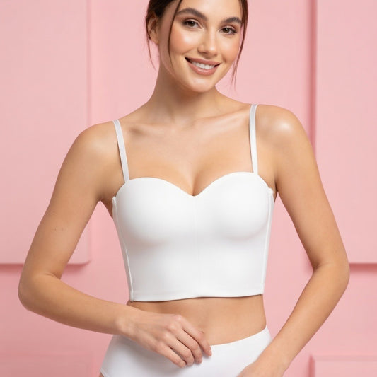 Caraco bandeau en soie glacée pour femme avec bonnets fixes