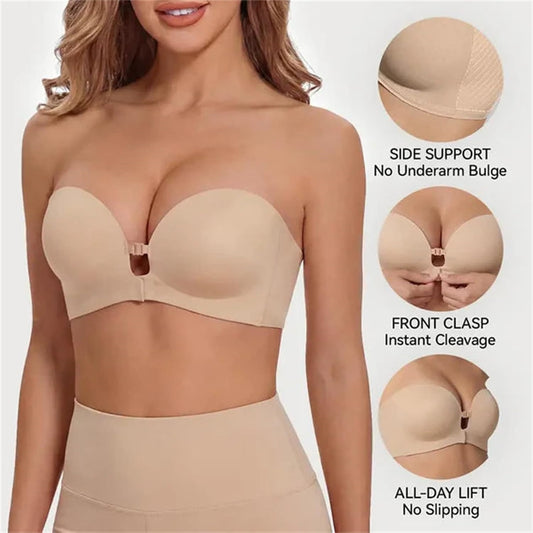 Soutien-gorge pigeonnant sans bretelles convertible avec bretelles amovibles
