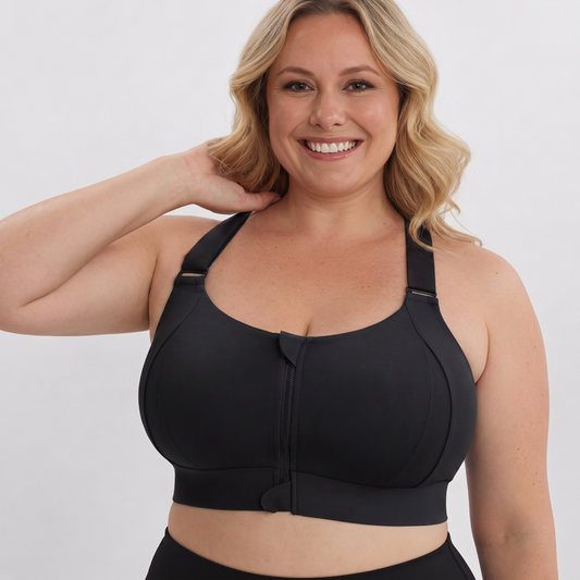Adjustable Front Zipper Yoga Sports Bra