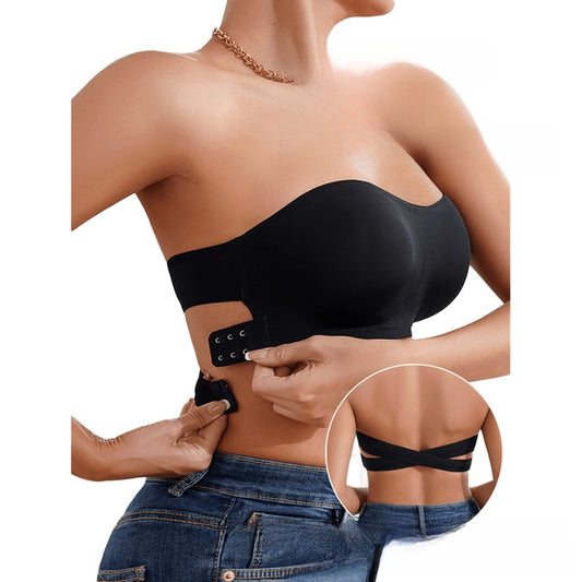 Soutien-gorge bandeau sans couture pour femme, haut tube à boucle latérale croisée