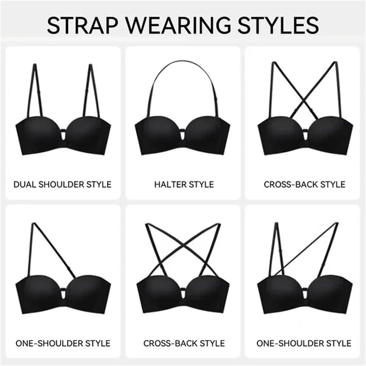 Convertible Strapless Push-Up Bra with Removable Straps