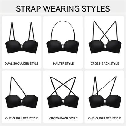 Convertible Strapless Push-Up Bra with Removable Straps