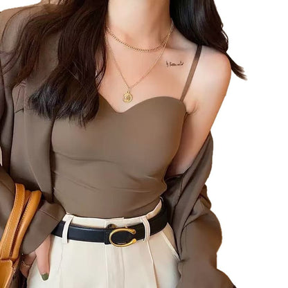 Damen Eisseide Trägerloses Camisole mit festen Körbchen