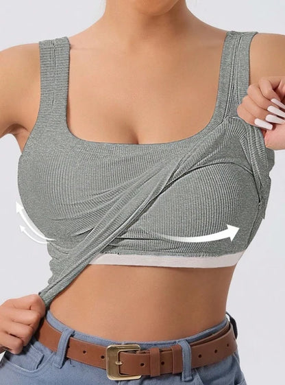 Womens One-Piece Underwear Vest With Built-In Pads