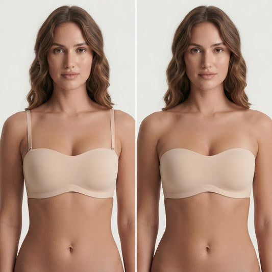 Strapless Seamless Push Up Bra with Side Support