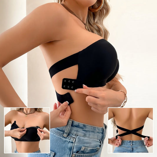 Women's Seamless Strapless Bra, Cross Side Buckle Tube Top