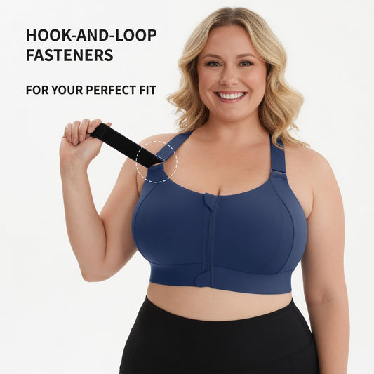 Adjustable Front Zipper Yoga Sports Bra
