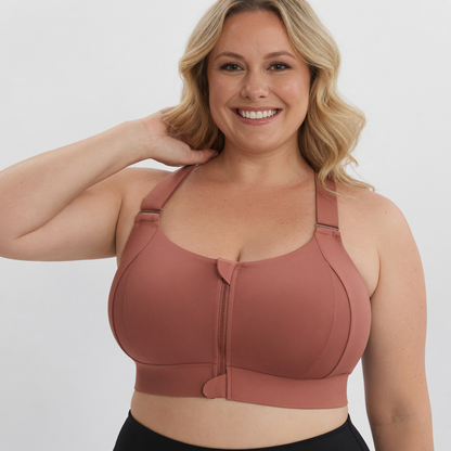Adjustable Front Zipper Yoga Sports Bra