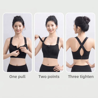 Adjustable Front Zipper Yoga Sports Bra