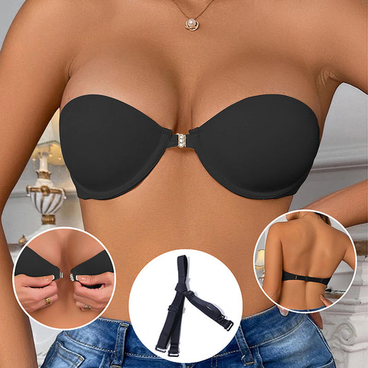 Soutien-gorge Push-Up sans Bretelles à Fermeture Avant, Effet Remonte-Poitrine Sans Couture