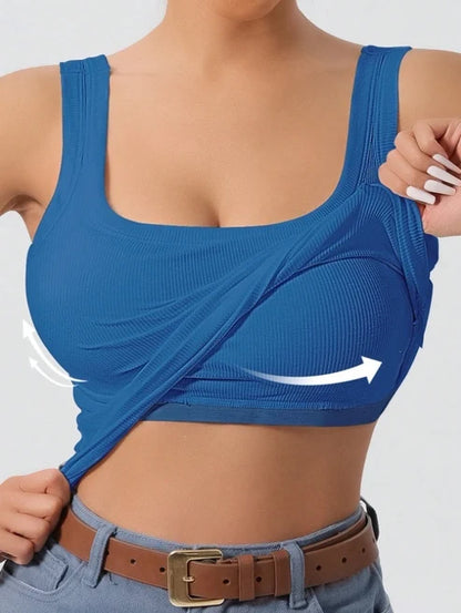 Womens One-Piece Underwear Vest With Built-In Pads