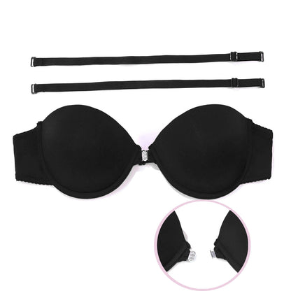 Soutien-gorge Push-Up sans Bretelles à Fermeture Avant, Effet Remonte-Poitrine Sans Couture
