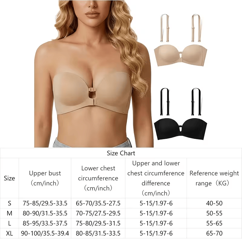 Convertible Strapless Push-Up Bra with Removable Straps