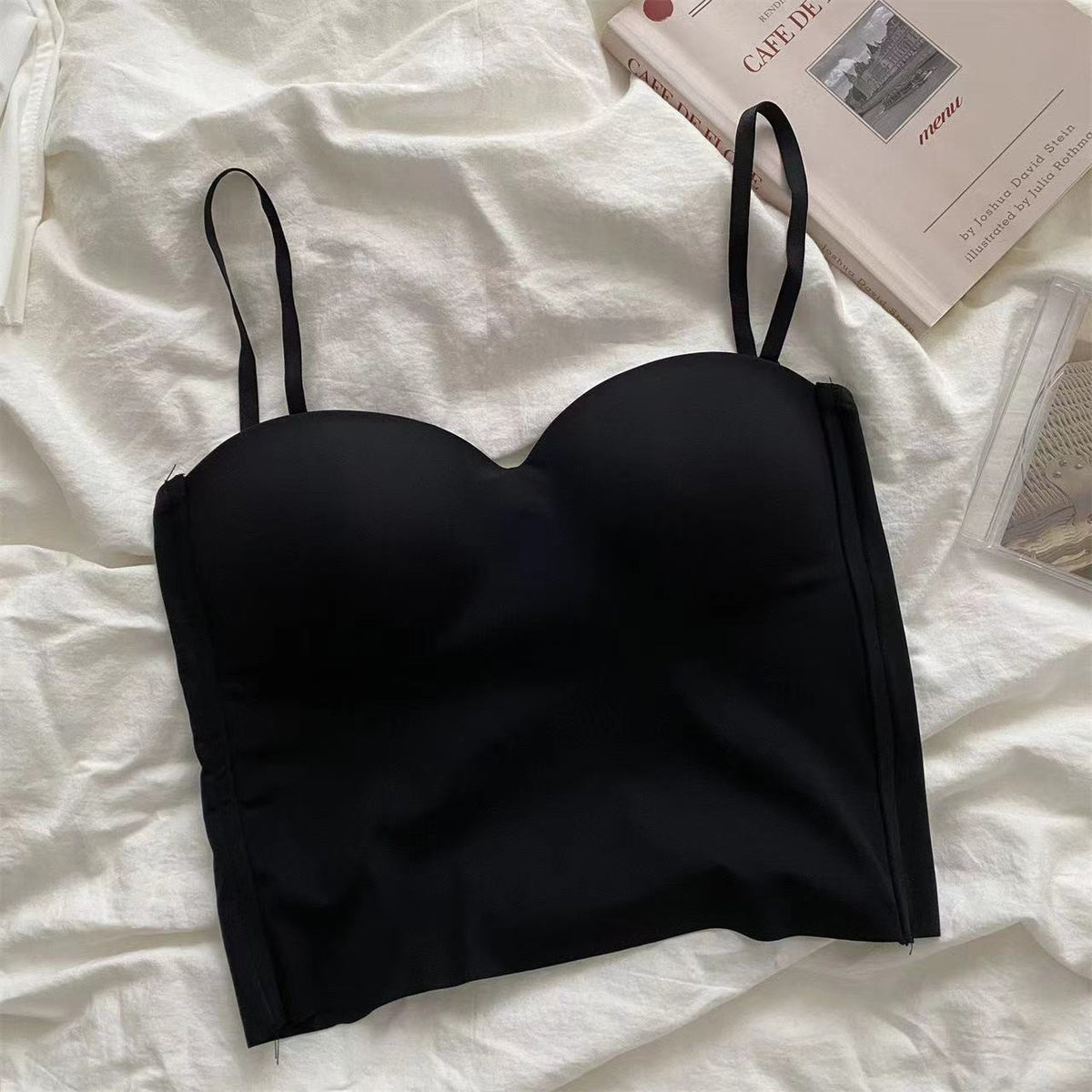 Damen Eisseide Trägerloses Camisole mit festen Körbchen