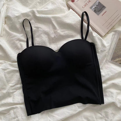 Damen Eisseide Trägerloses Camisole mit festen Körbchen