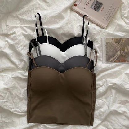 Damen Eisseide Trägerloses Camisole mit festen Körbchen