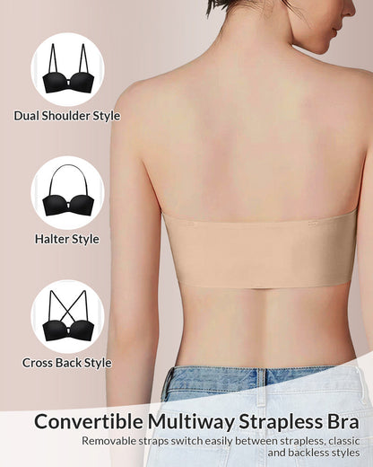 Convertible Strapless Push-Up Bra with Removable Straps