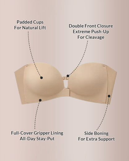 Convertible Strapless Push-Up Bra with Removable Straps