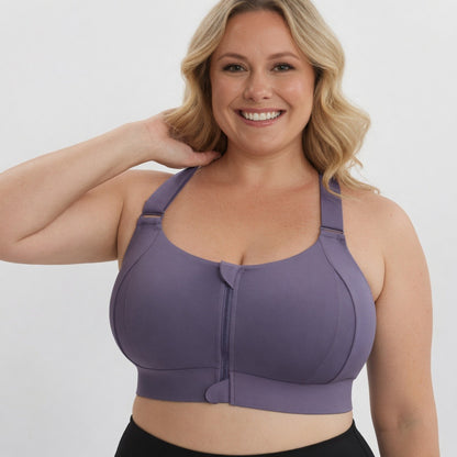 Adjustable Front Zipper Yoga Sports Bra