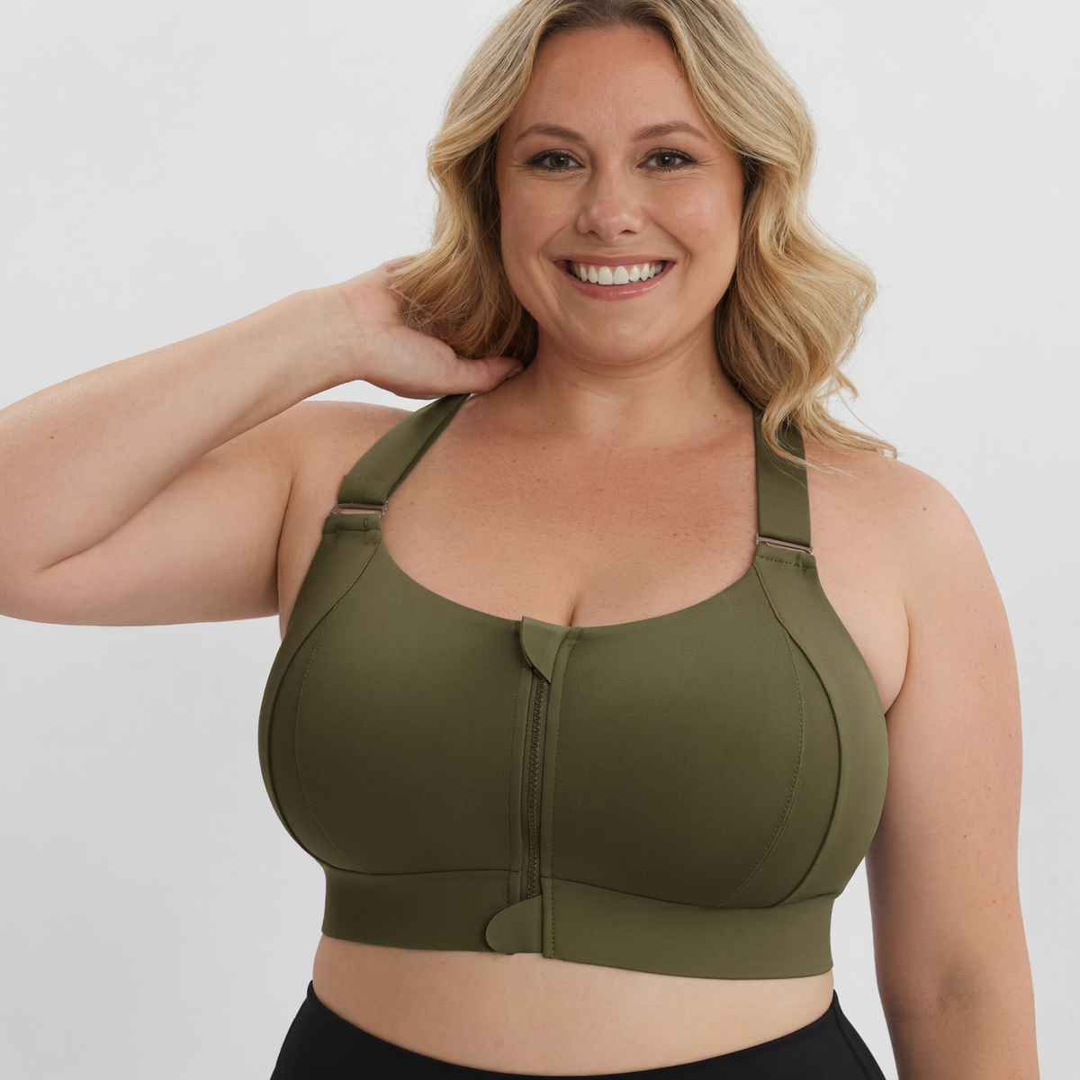 Adjustable Front Zipper Yoga Sports Bra
