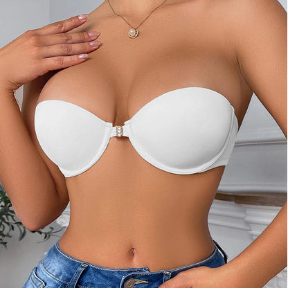 Soutien-gorge Push-Up sans Bretelles à Fermeture Avant, Effet Remonte-Poitrine Sans Couture