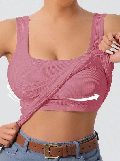 Womens One-Piece Underwear Vest With Built-In Pads