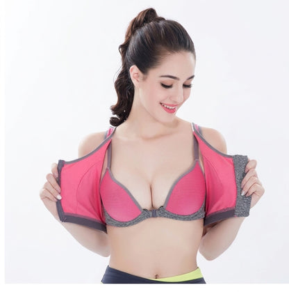 Sport-BH mit Reißverschluss vorne, verstellbarer X-Rücken Yoga Fit